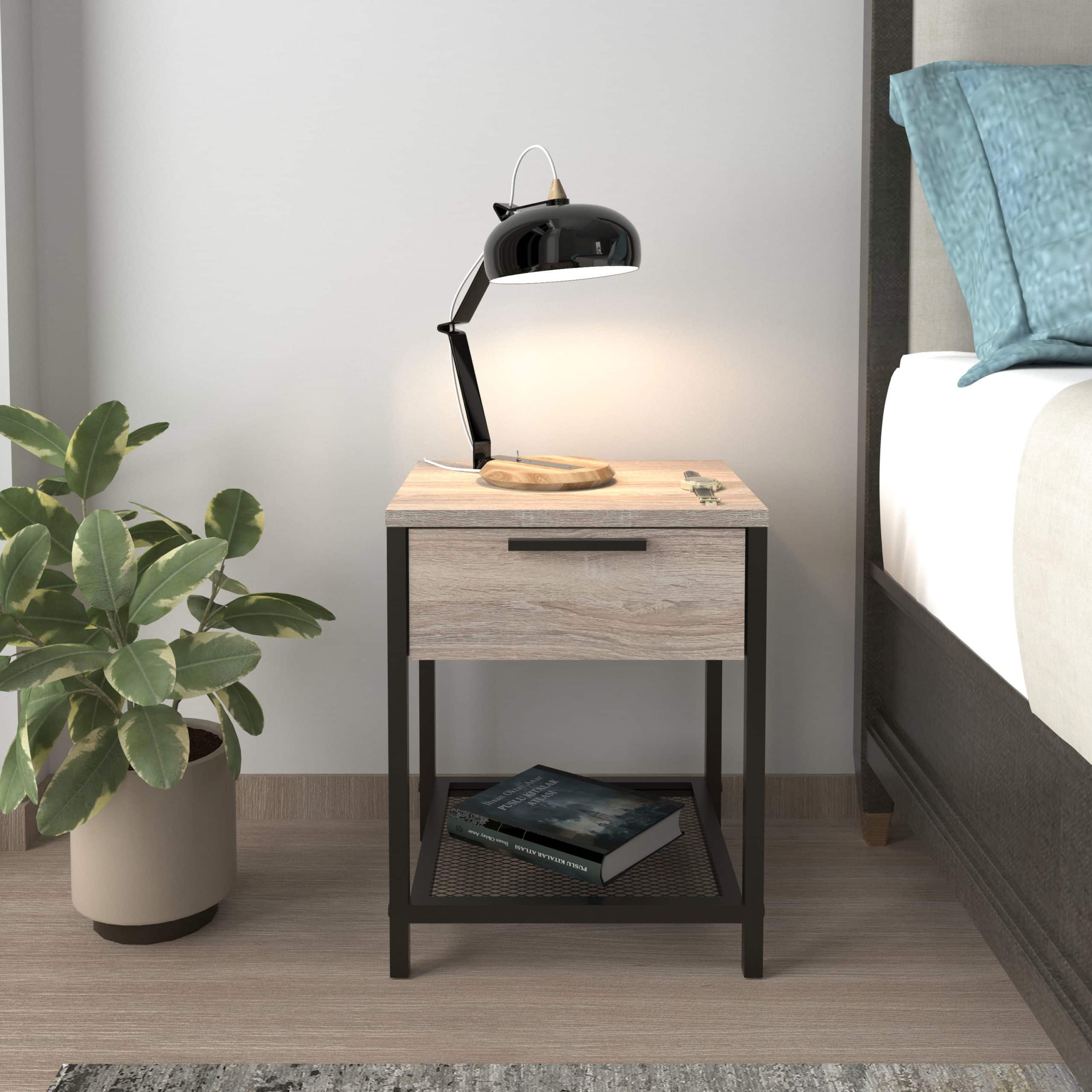 שידת צד מעוצבת עם מגירה ומדף רשת תחתון לאחסון דגם יהלי – תמונה 3