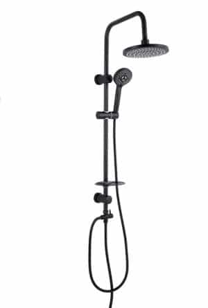 סט מערכת רחצה למקלחת משולבת ראש גשם עם מזלף + צינור, מוט מתכוונן עם בורר מצבים וסבוניה. דגם SUPER MAXIMO BLACK סופר מקסימו צבע שחור
