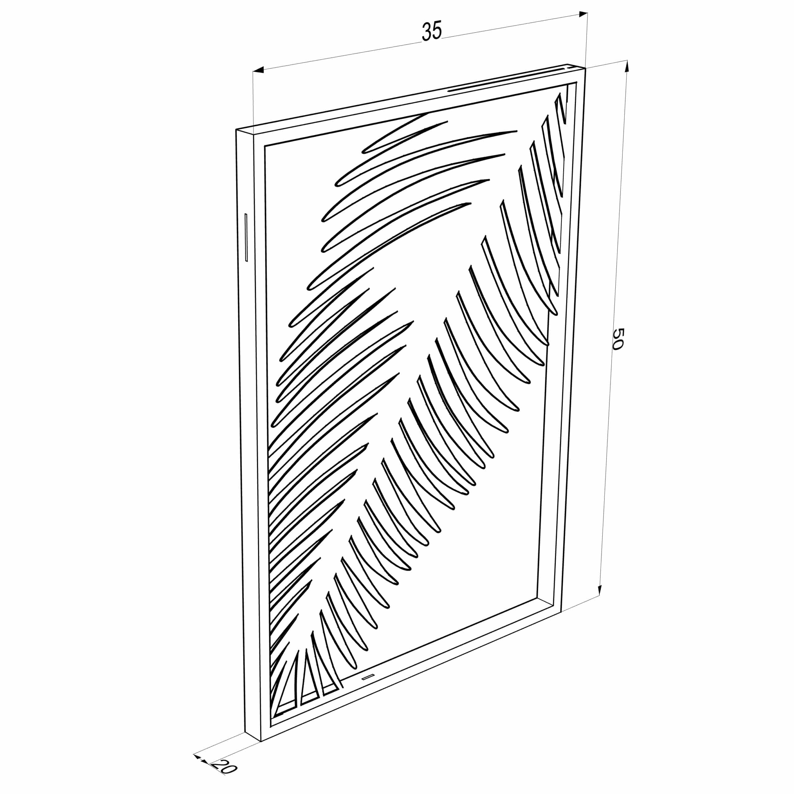תמונה ממתכת בעיצוב ענף דקל בצבע זהב עם מסגרת שחורה 50*35 ס"מ – תמונה 5