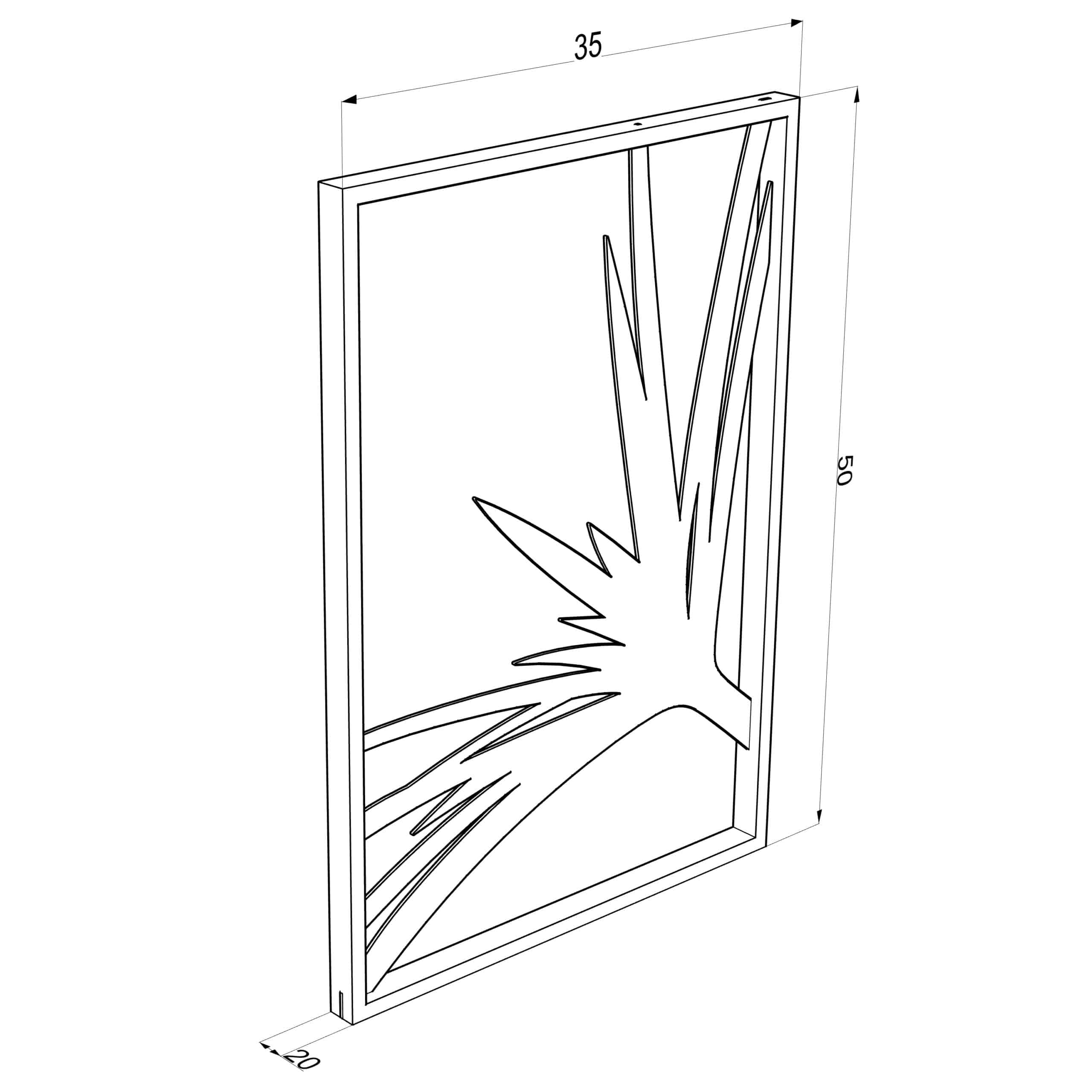 תמונה ממתכת בעיצוב פרח בצבע זהב עם מסגרת שחורה 50*35 ס"מ – תמונה 3