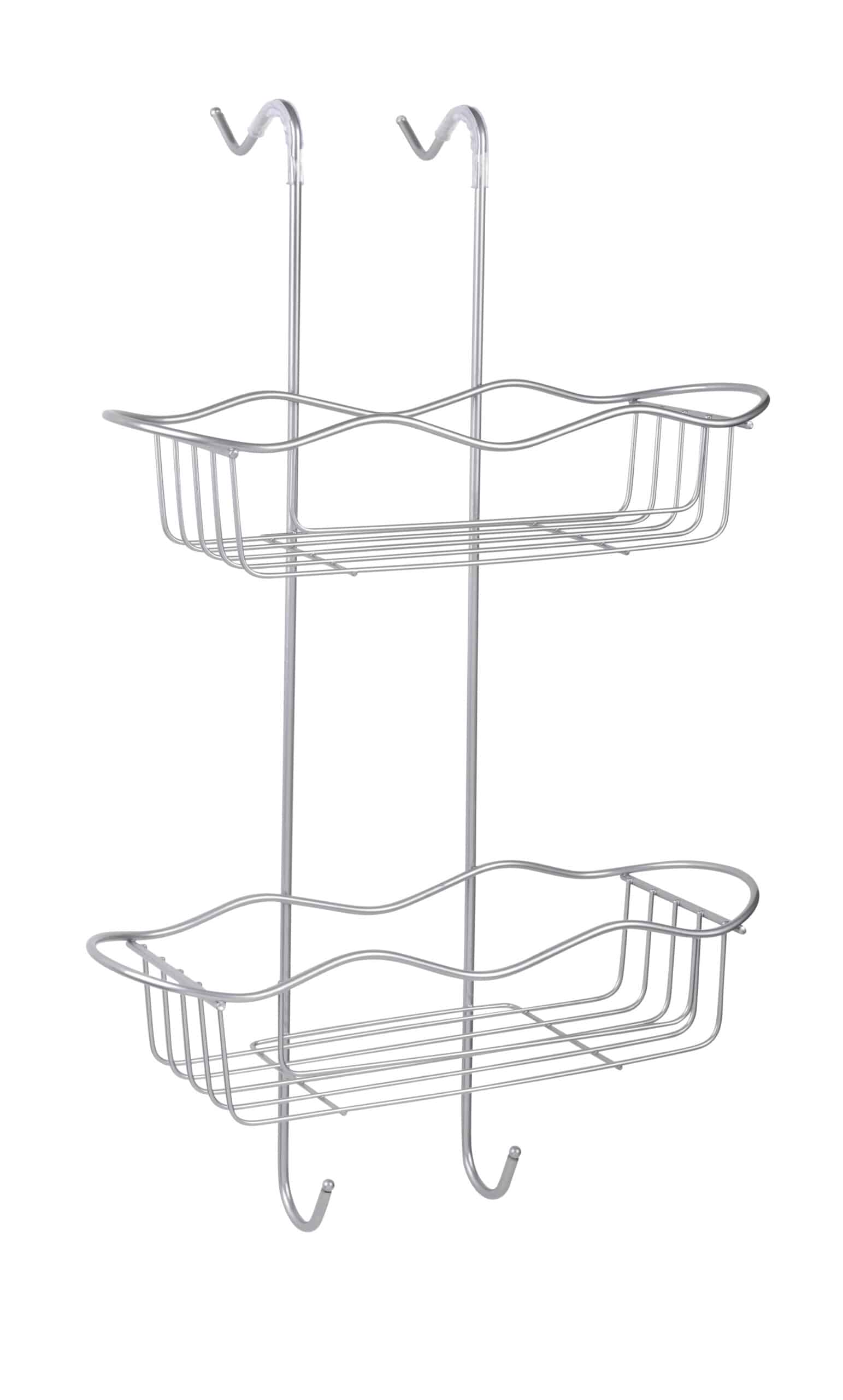 מדף רשת מעוצב לתליה לאמבטיה 2 קומות מדפים מכרום – תמונה 2