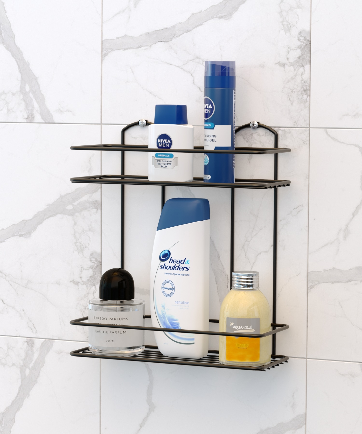 מדף רשת 2 קומות - שחור – תמונה 2