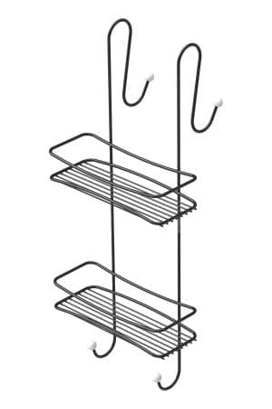 מדף רשת 2 קומות מדפים לתלייה על המקלחון – כרום שחור