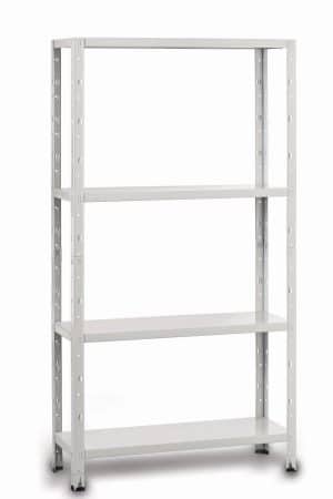 כוננית 4 מדפים טלמאקו – למחסן ולבית, העמסה עד 50 ק"ג על מדף ממתכת בצבע לבן 30X84X160