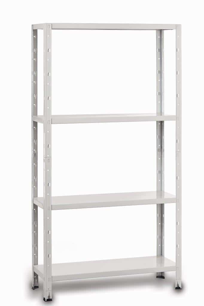 כוננית 4 מדפים טלמאקו - למחסן ולבית, העמסה עד 50 ק''ג על מדף ממתכת בצבע לבן 30X84X160