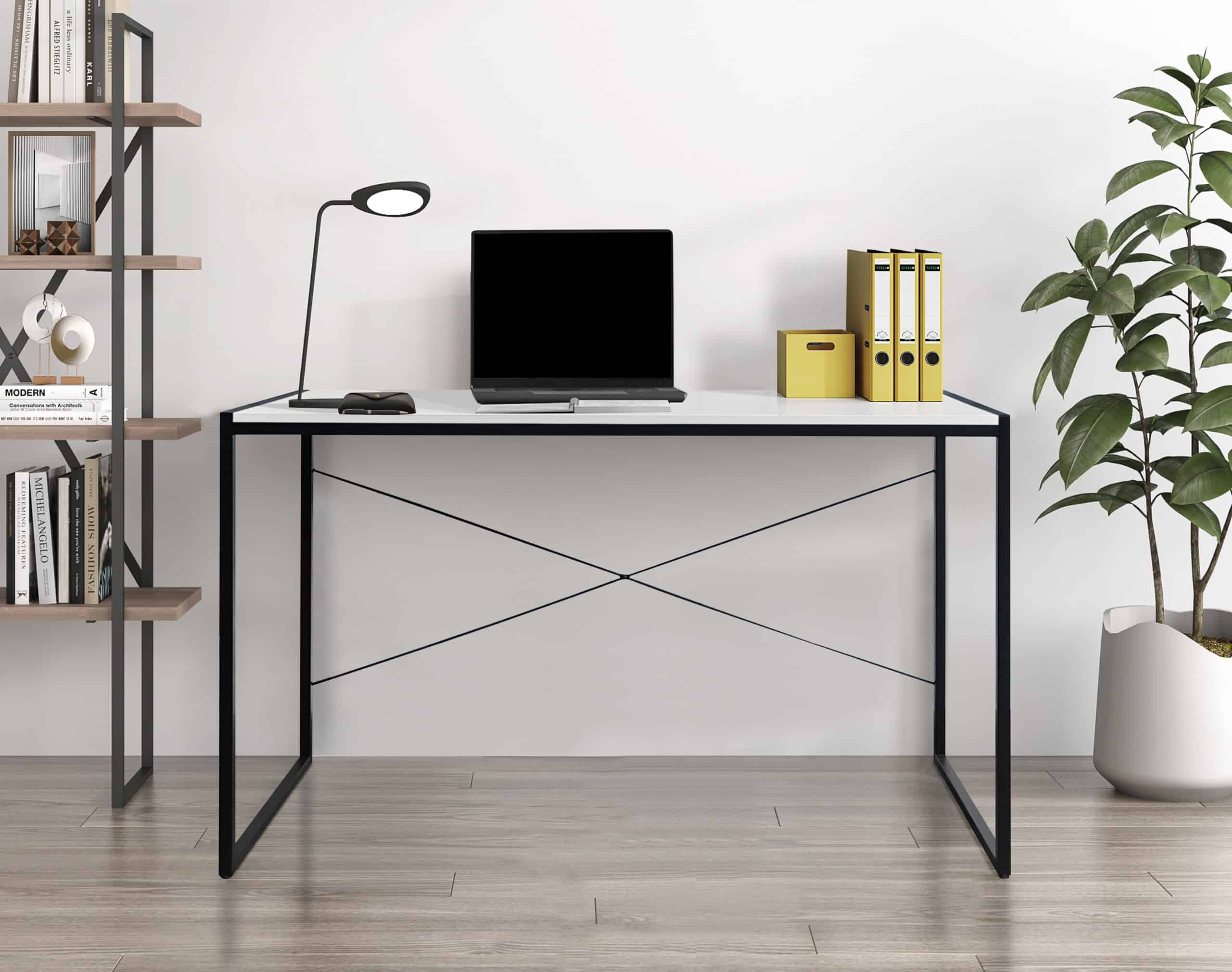 שולחן עבודה - כתיבה צבע שחור עם לבן 120*55*75 ס''מ – תמונה 4