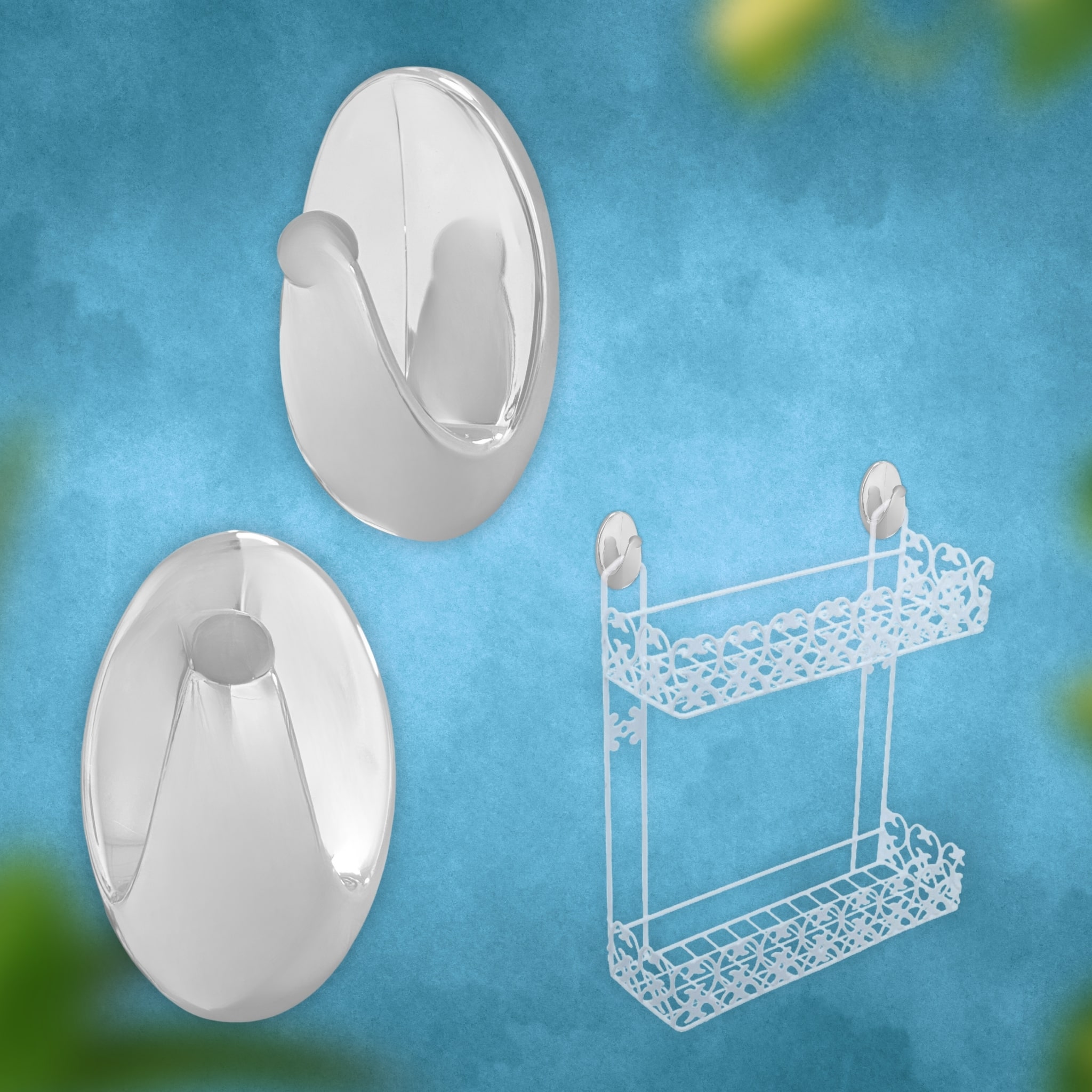 זוג קולבים לתליה רשתות בהדבקה 2 יח' - שקוף - סדרת פופולאר – תמונה 3