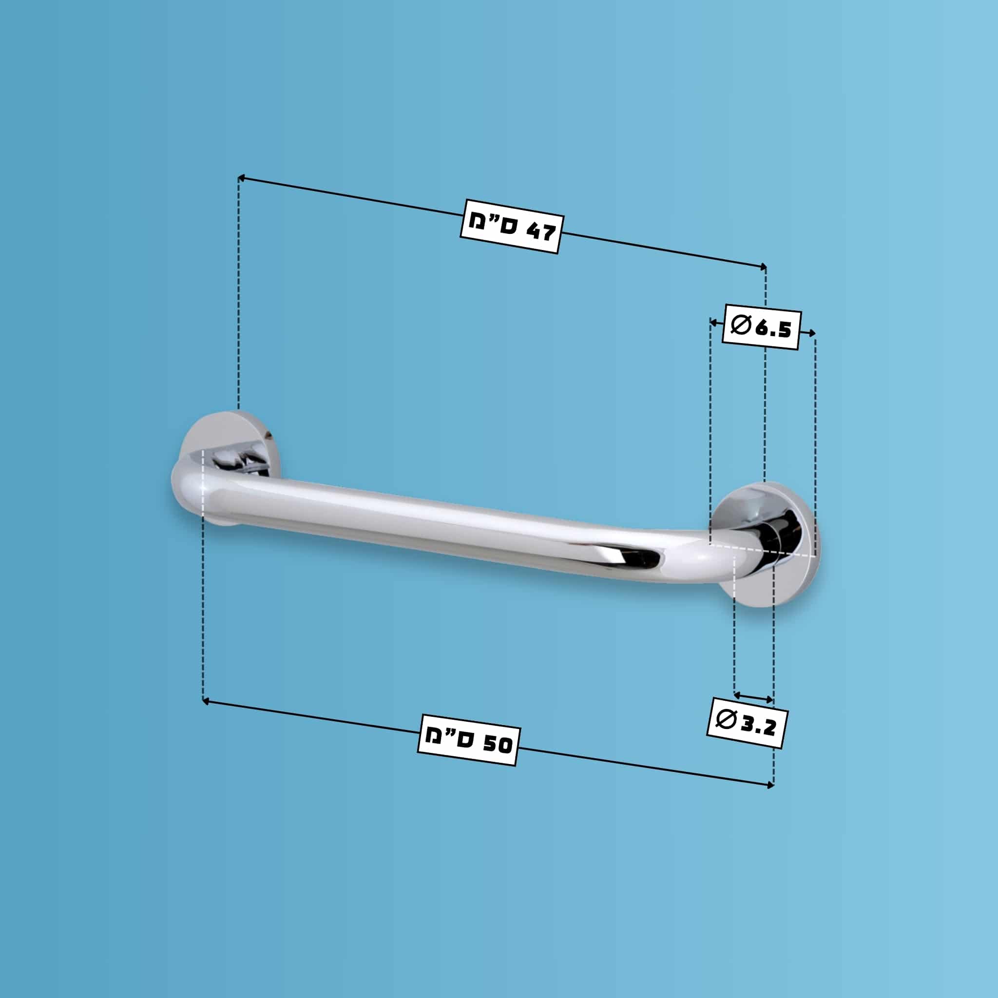 ידית אחיזה לשירותים ומקלחת - 50 ס"מ - נירוסטה 304 – תמונה 2