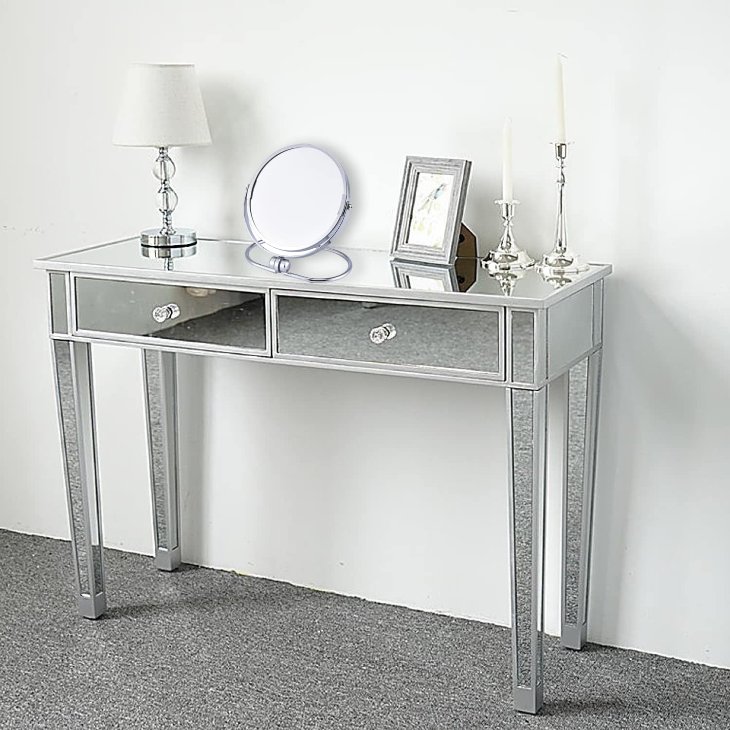 מראת איפור שולחנית דו צדדית 15 ס"מ CLEAR – תמונה 3