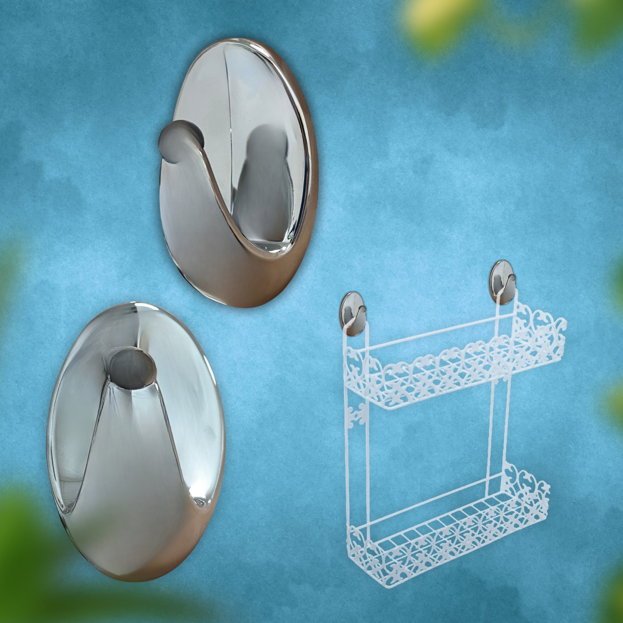 זוג קולבים לתליית רשתות אמבטיה - כרום - 2 יח’ – תמונה 3