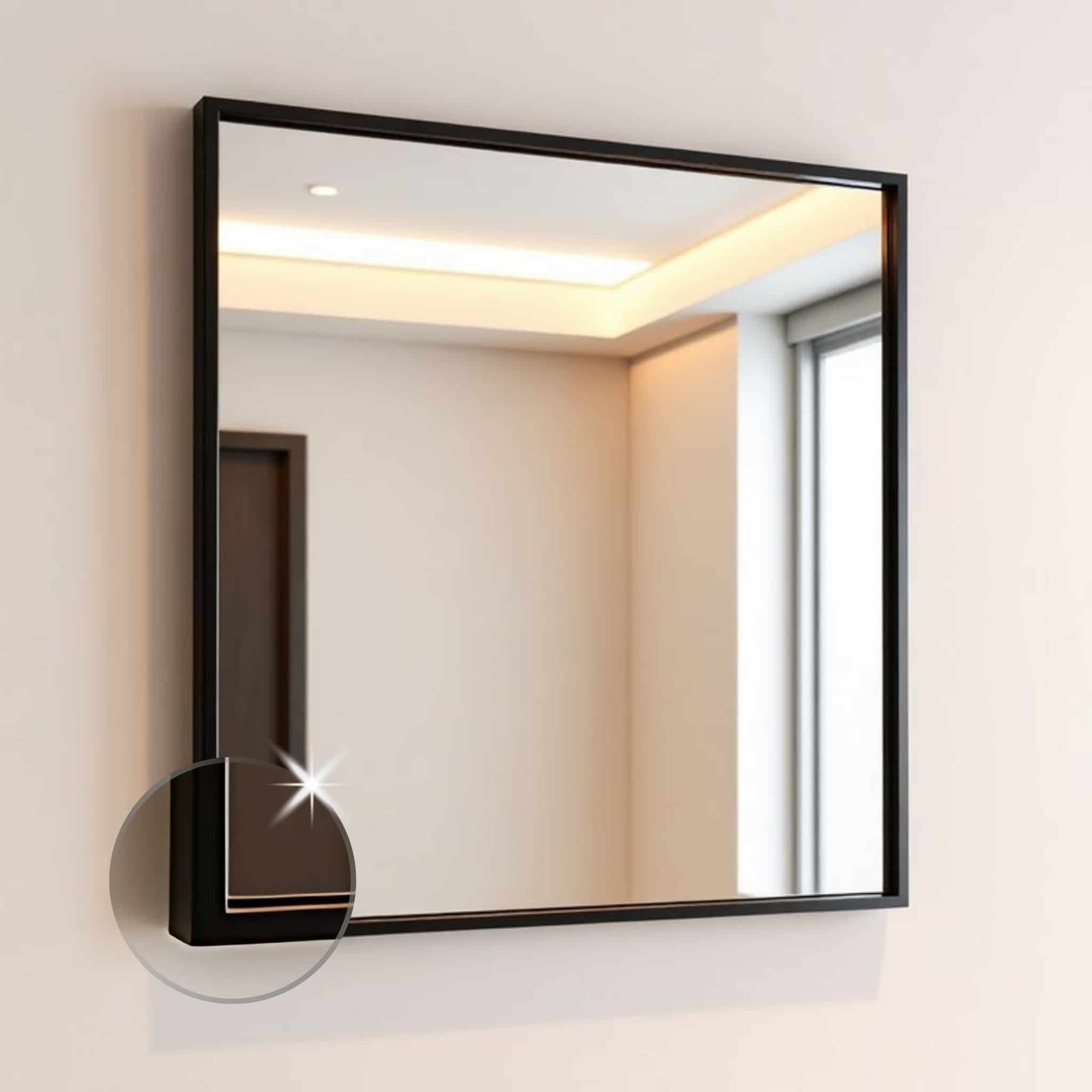 מראה מלבנית עם מסגרת אלומיניום שחור 60*100 ס"מ – תמונה 3