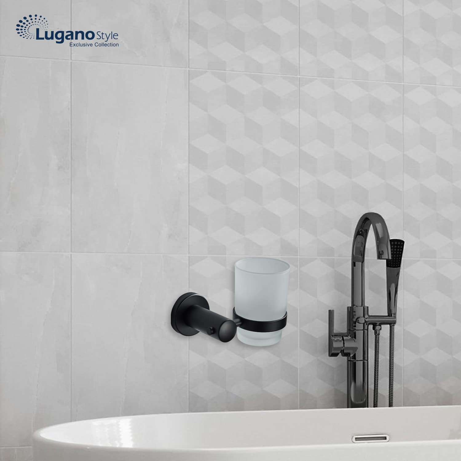 כוס תלויה מזכוכית למברשת ומשחת השיניים, עשוי מנירוסטה בצבע שחור – תמונה 7