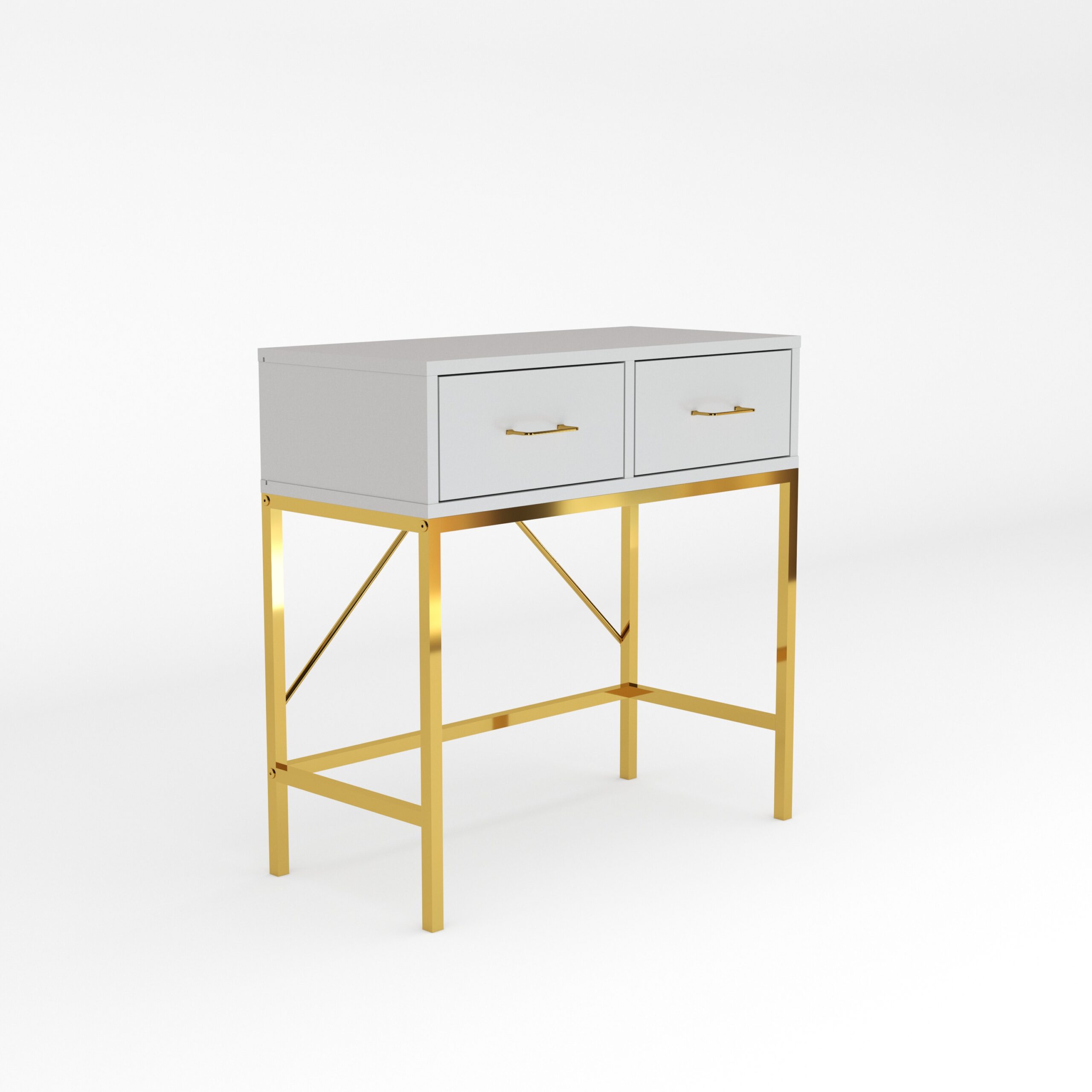 קונסולת כניסה מעוצבת דגם ליחן זהב-לבן – תמונה 5