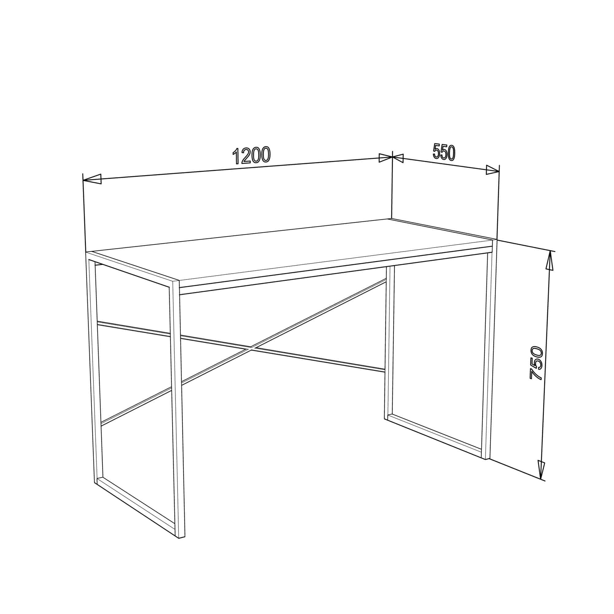 שולחן עבודה - כתיבה צבע שחור עם לבן 120*55*75 ס''מ – תמונה 2