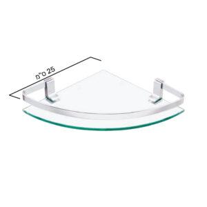 מדף זכוכית פינתי עם מעקה למקלחת דגם – popolare