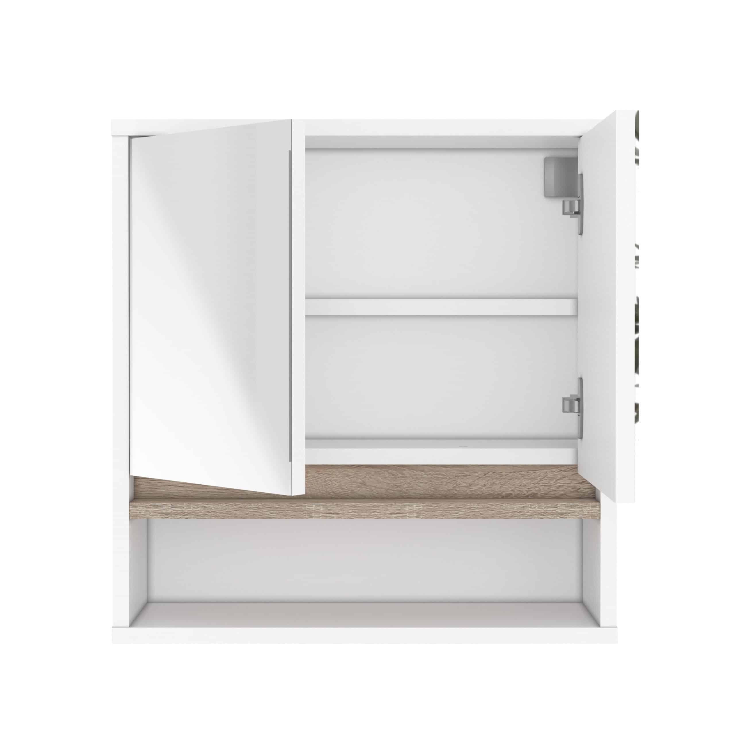 ארון מקלחת 2 דלתות מראה עם 3 מדפים ומדף 1 צר דגם נאור – תמונה 5