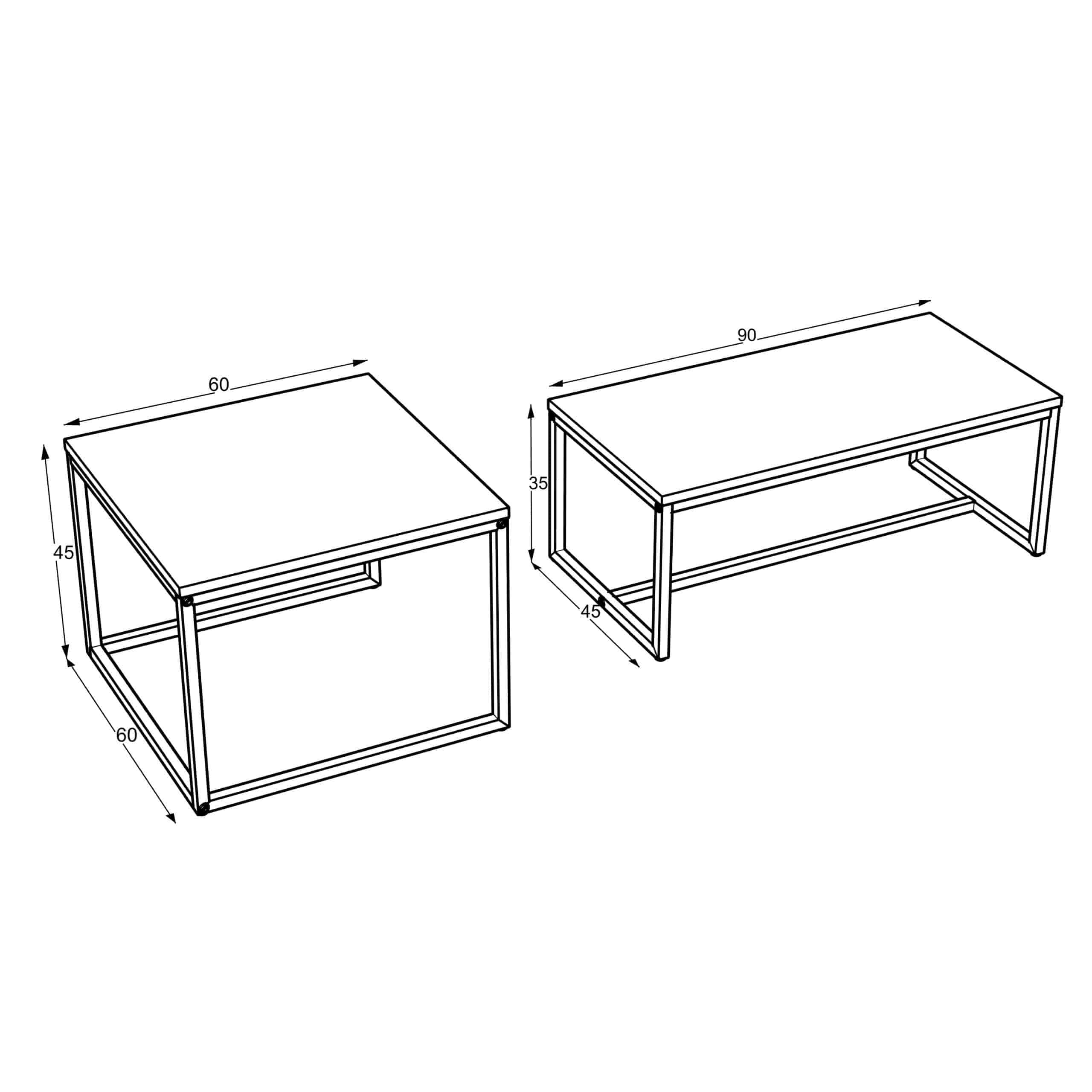 2 שולחנות סלון דגם ליטל שחור עץ – תמונה 3