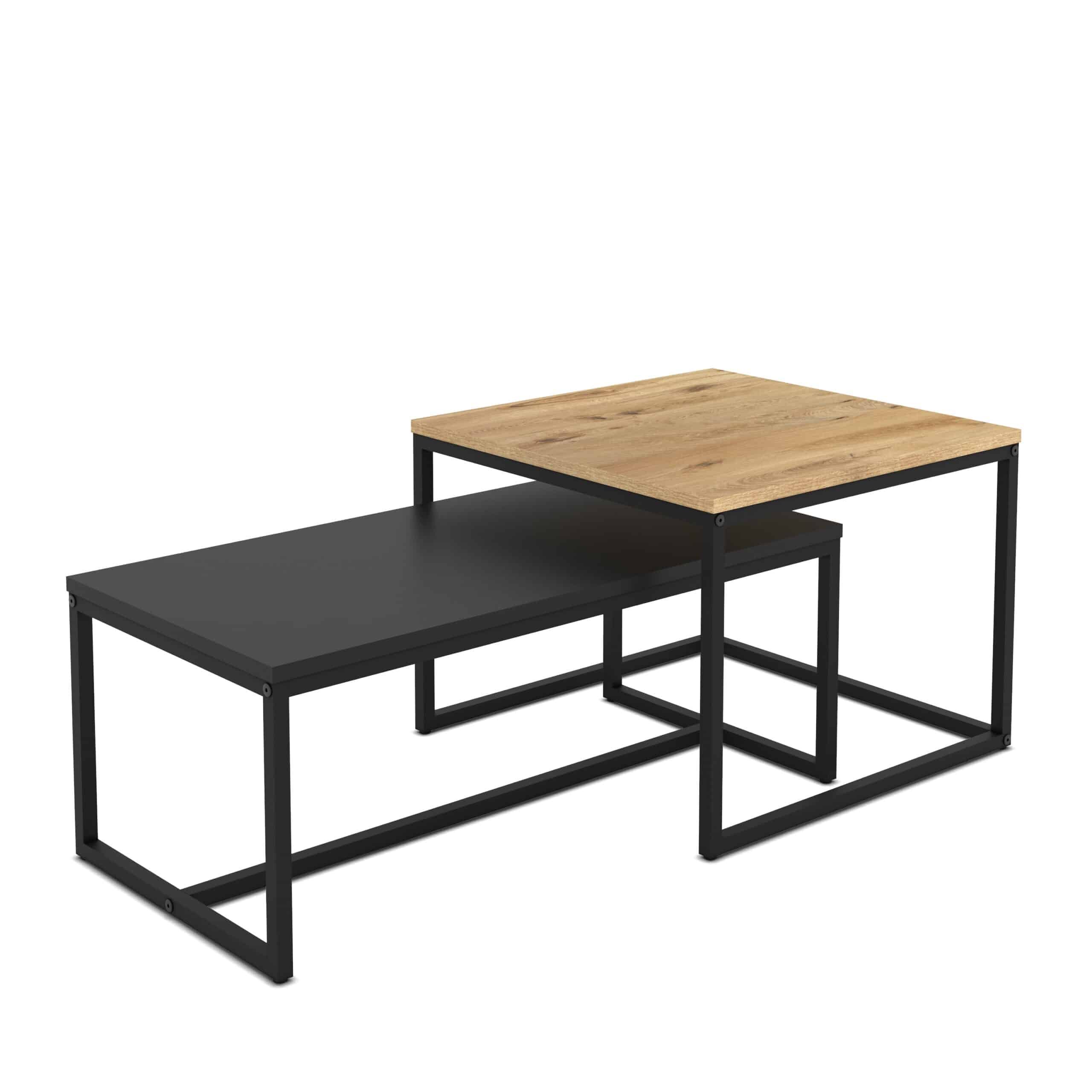 2 שולחנות סלון דגם ליטל שחור עץ – תמונה 4