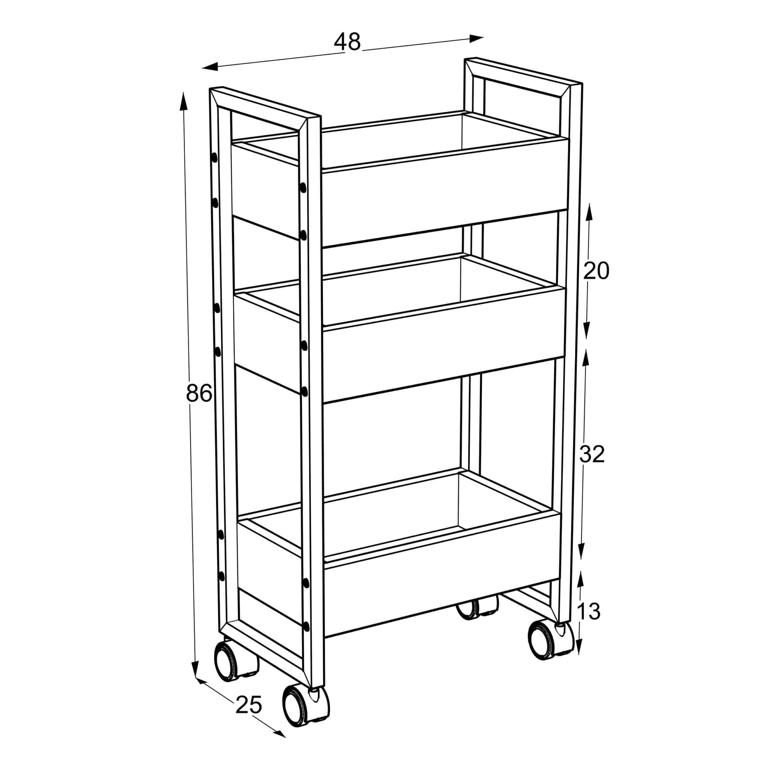עגלת שירות מעוצבת 3 קומות למטבח – תמונה 5