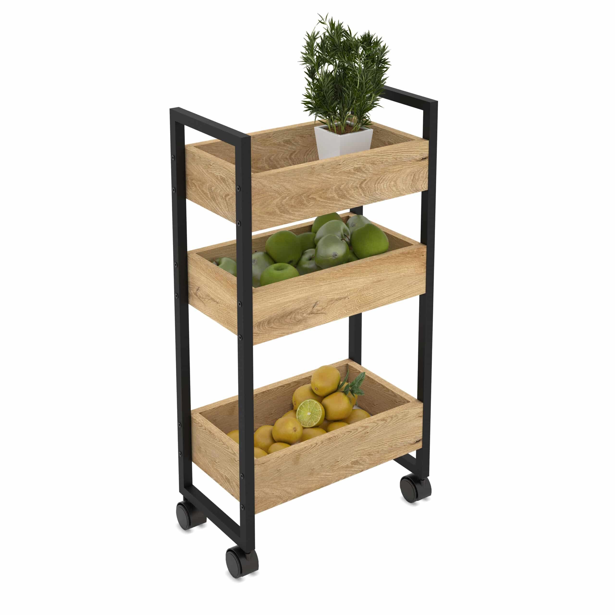 עגלת שירות מעוצבת 3 קומות למטבח – תמונה 4