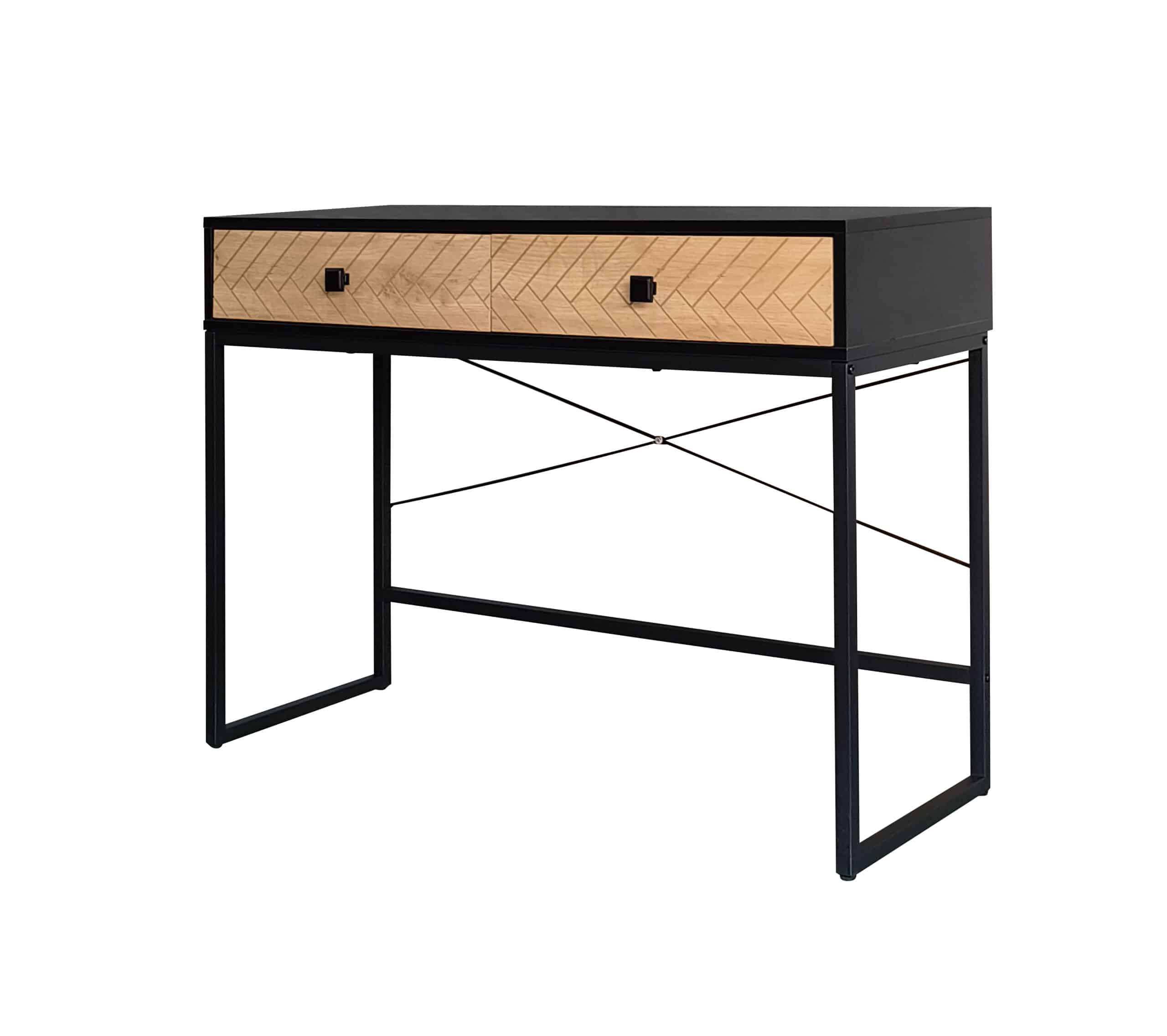 קונסולת כניסה למסדרון לבית מעוצבת עץ אלון מעושן ומתכת שחורה דגם שרית – תמונה 10