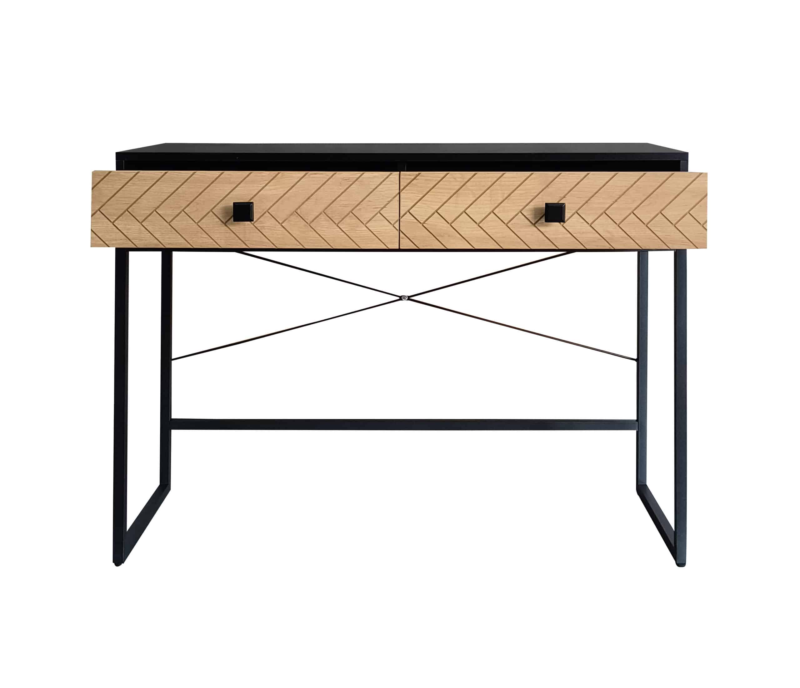 קונסולת כניסה למסדרון לבית מעוצבת עץ אלון מעושן ומתכת שחורה דגם שרית – תמונה 11