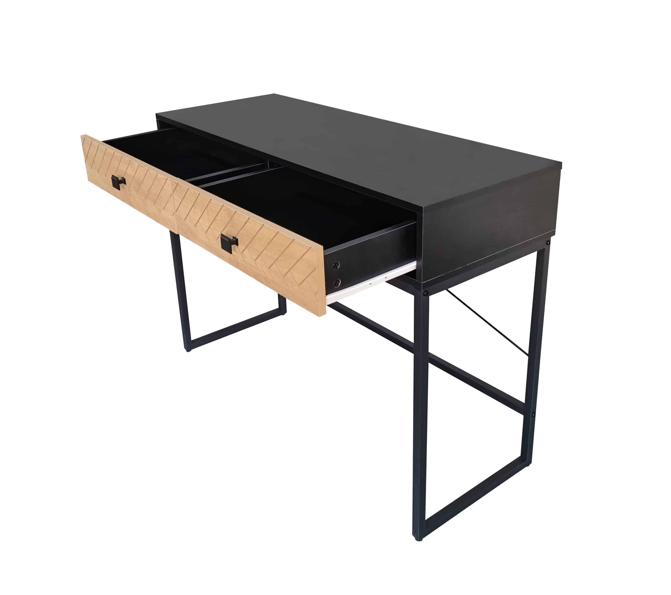 קונסולת כניסה למסדרון לבית מעוצבת עץ אלון מעושן ומתכת שחורה דגם שרית – תמונה 8