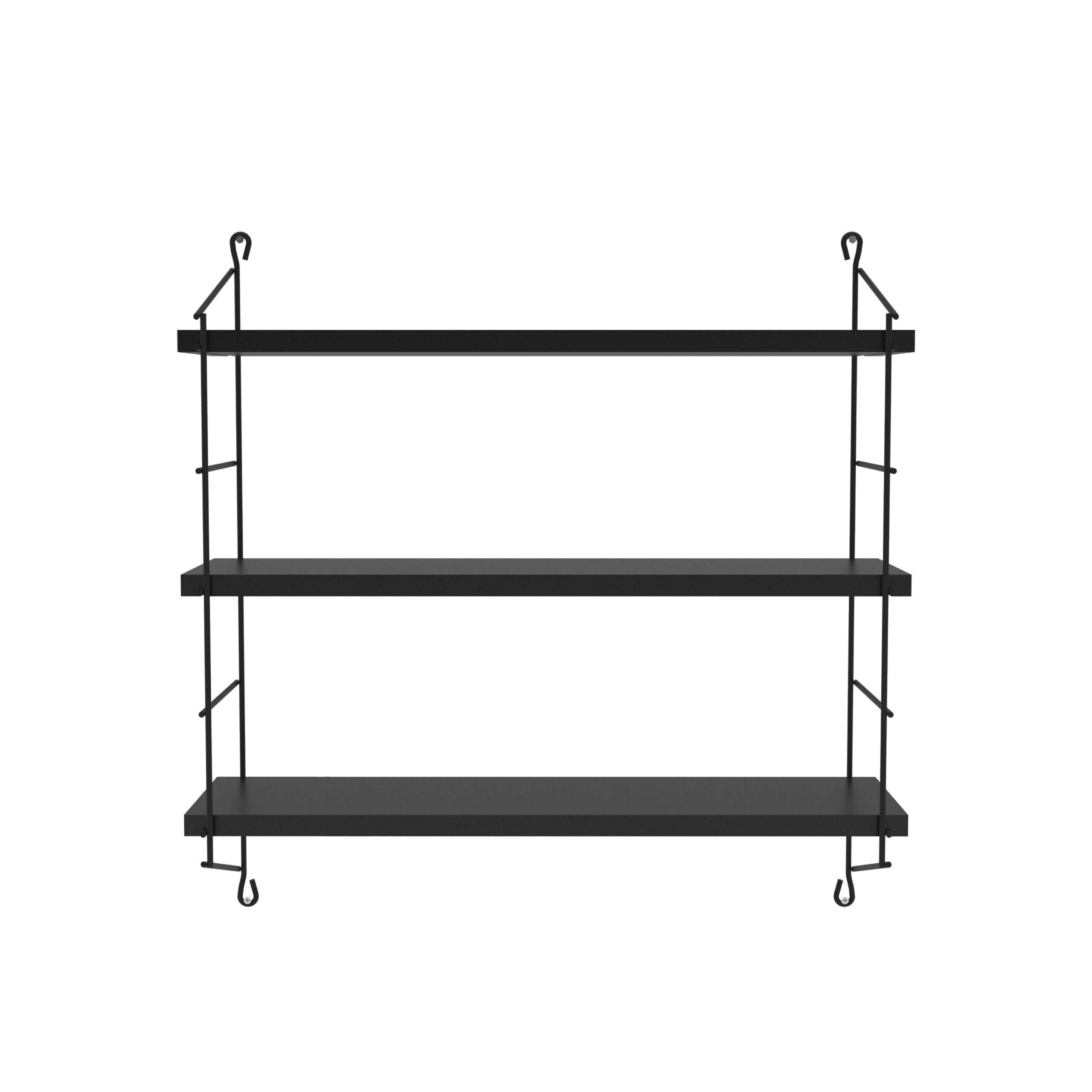 כוננית 3 מדפים עץ לתליה 60*62*15 שחור