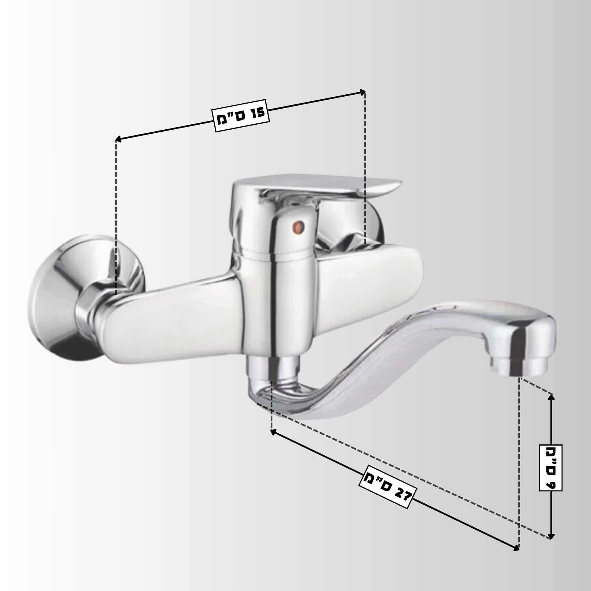 סוללת קיר עם פייה תחתונה קשתית בינונית - כרום – תמונה 2