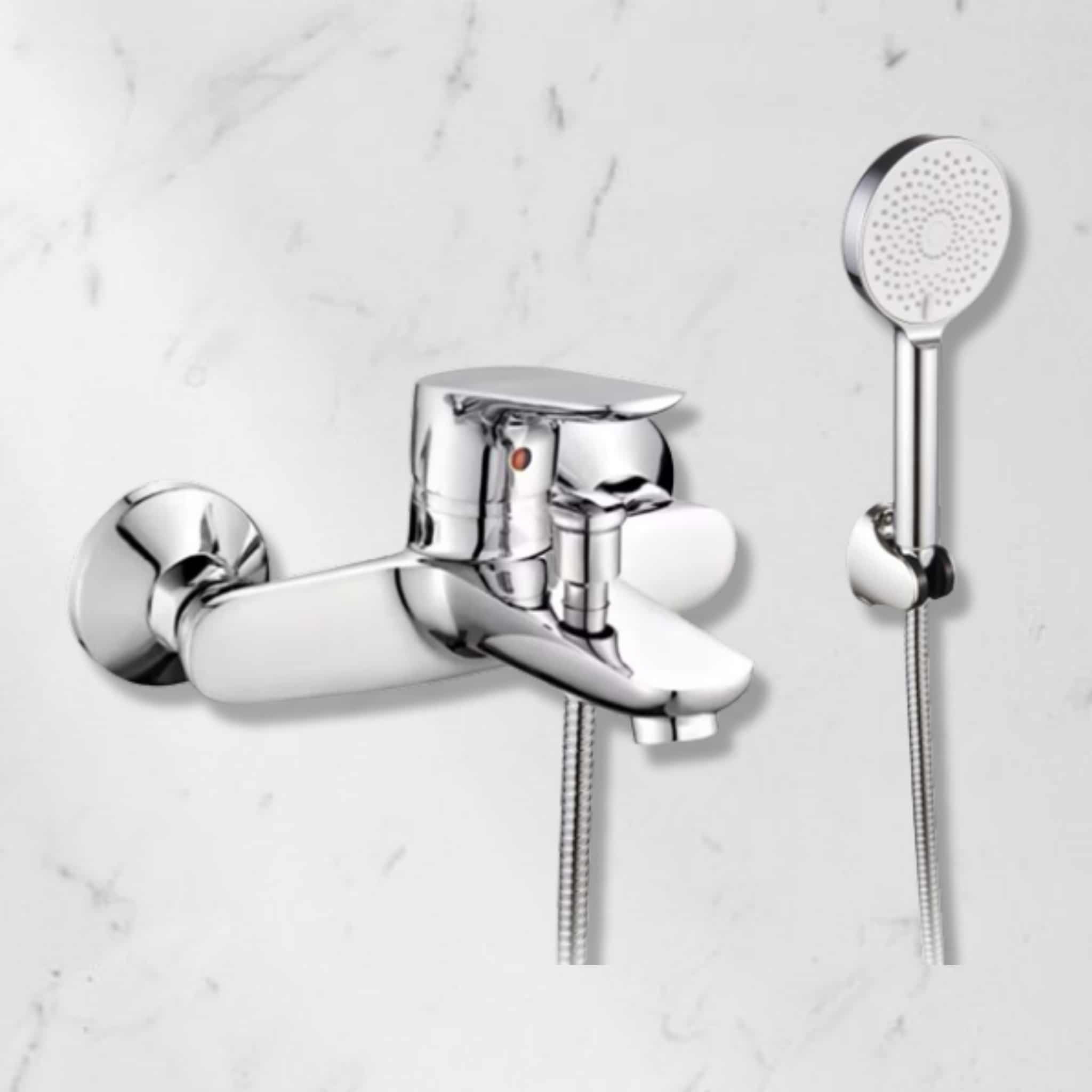 סוללה אמבטיה עם מזלף יד + צינור 1.5 מ' + תפס למזלף - כרום – תמונה 3