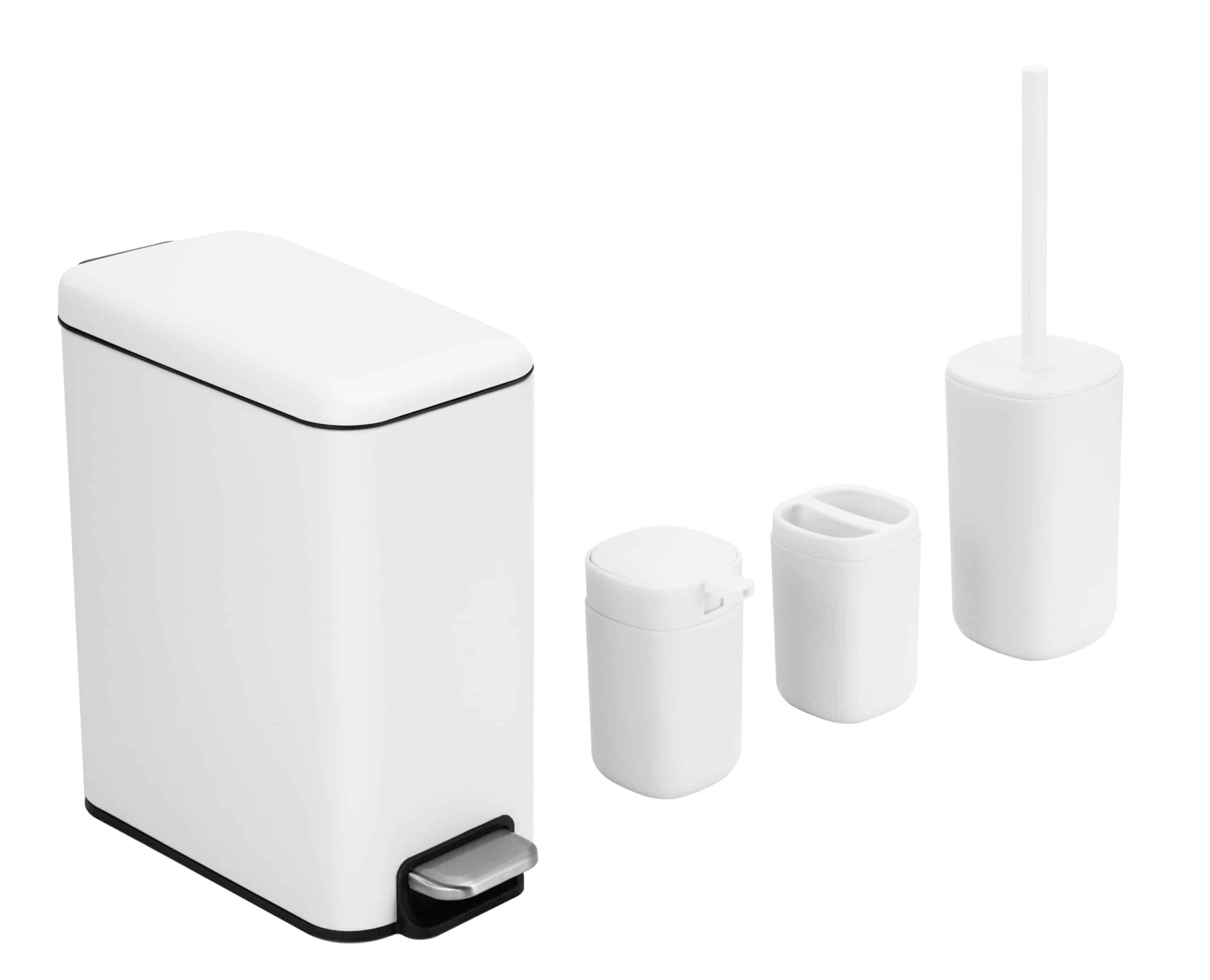 סט אמבטיה 4 חלקים בצבע לבן - KUBIK