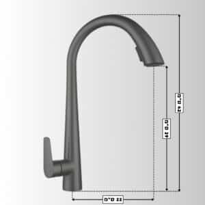 ברז נשלף ניצב לכיור מטבח פיה קשתית גבוהה גימור שחור