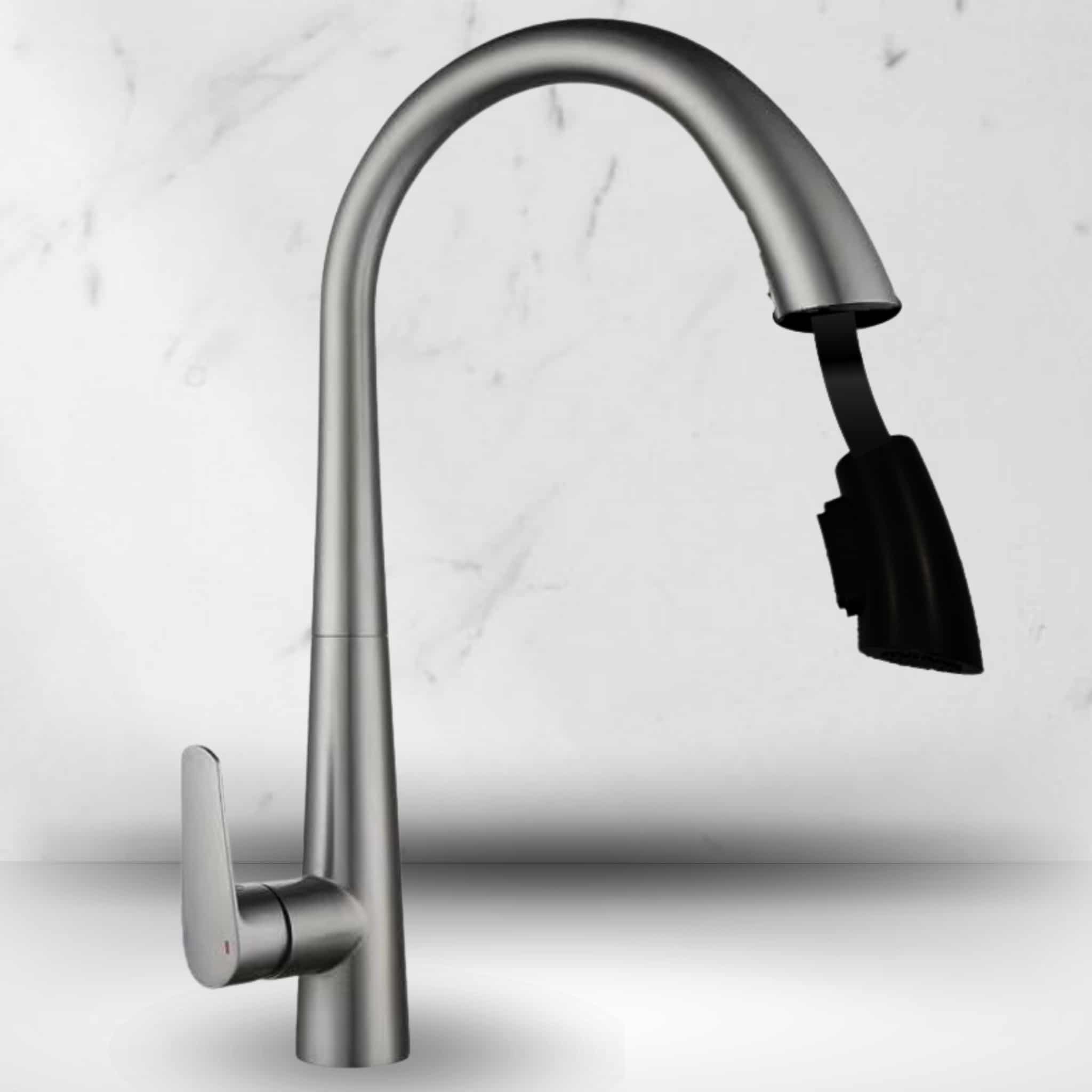 ברז נשלף ניצב לכיור מטבח פיה קשתית גבוהה גימור אפור-גרפיט – תמונה 3