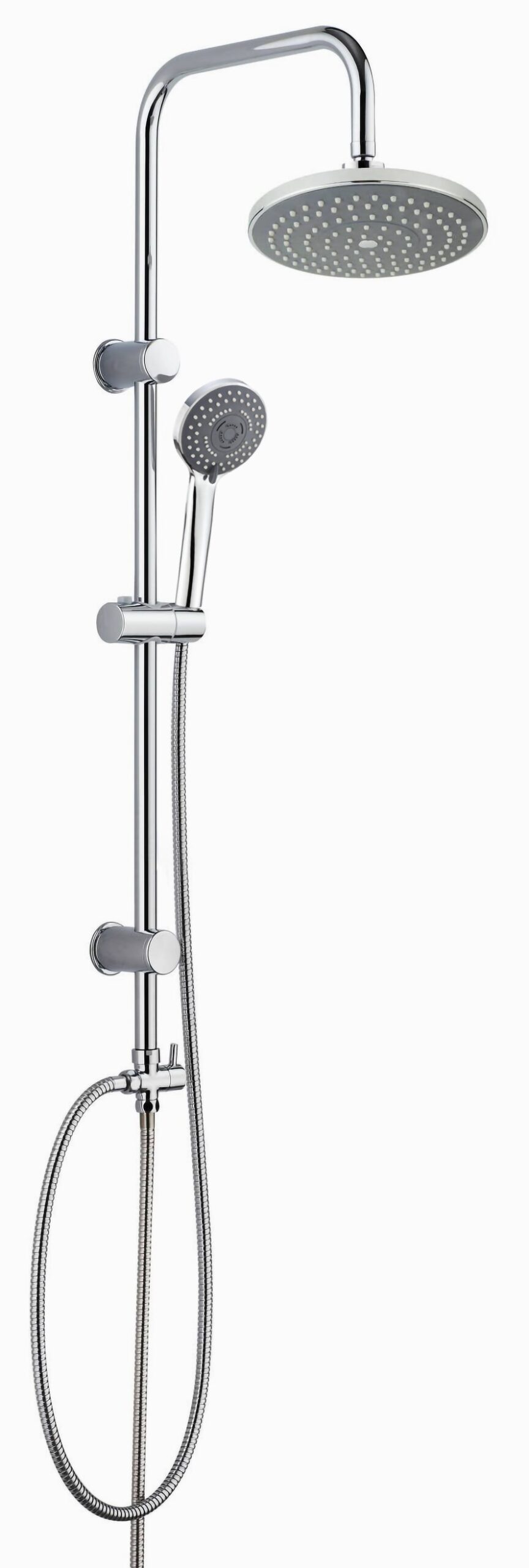 סט מערכת רחצה למקלחת משולבת ראש גשם עם מזלף + צינור, מוט מתכוונן וסבוניה. – תמונה 2