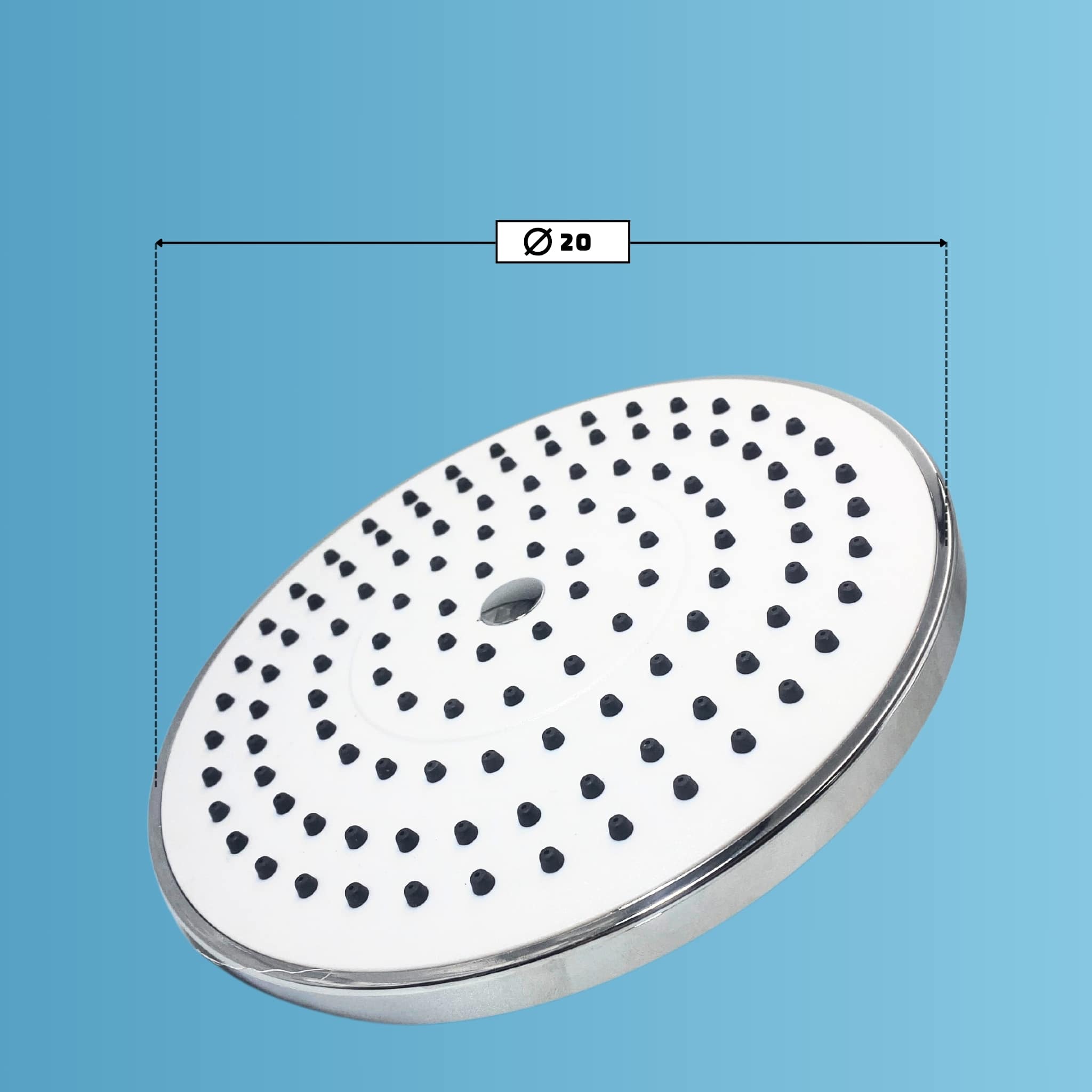 ראש מקלחת עגול 200 מ"מ פאולו לבן-כרום – תמונה 3