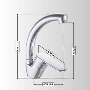 ברז ניצב לכיור עם פיית ברבור קצרה גימור כרום