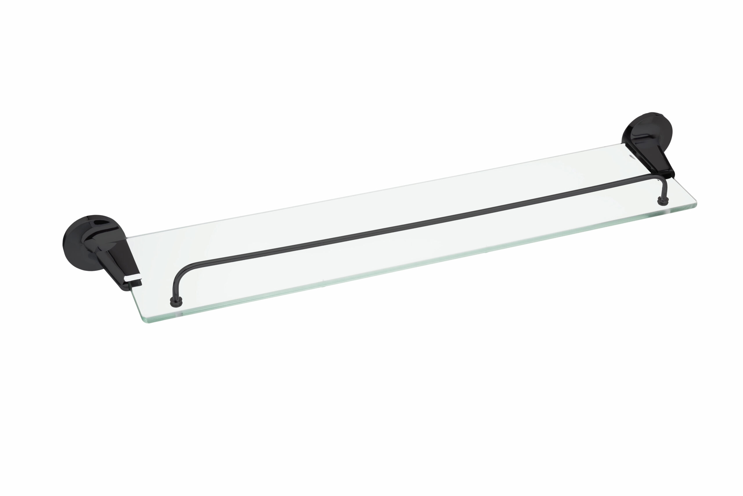 מדף זכוכית מלבני למקלחת צבע שחור