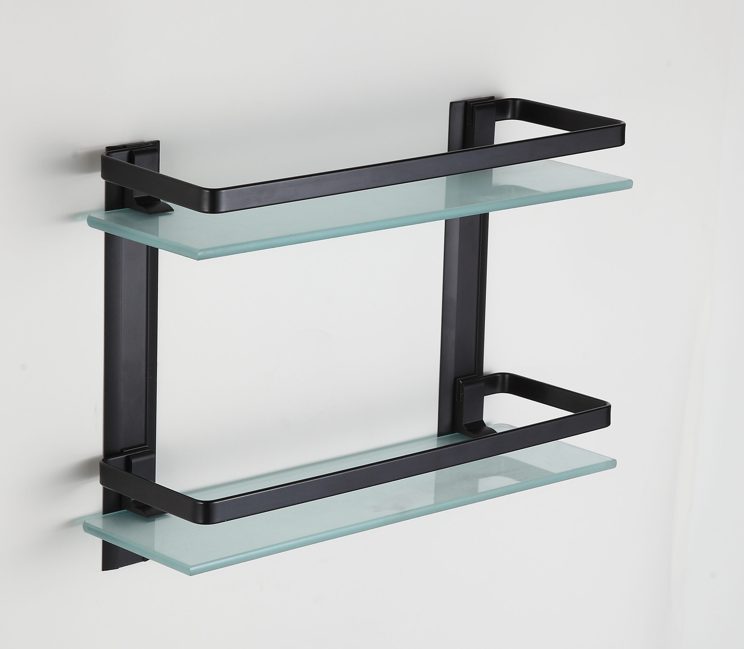 מדפי זכוכית 2 קומות בצבע שחור