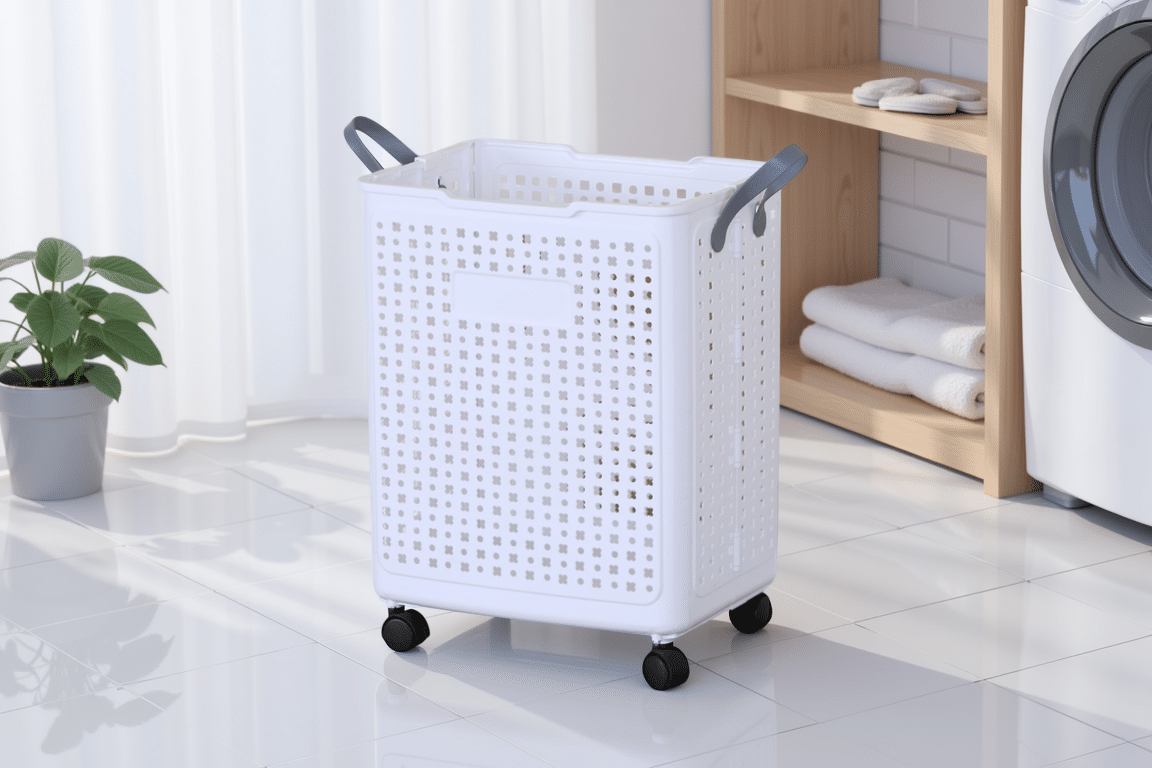 סל כביסה מתקפל עם גלגלים